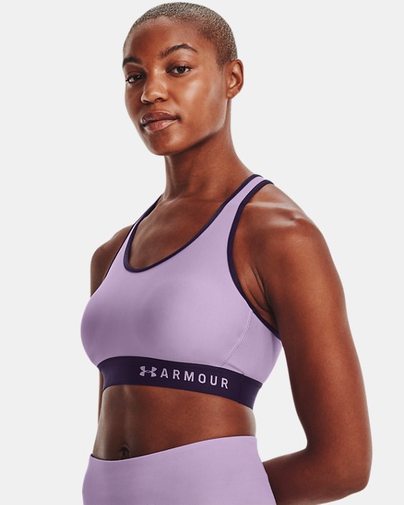 Women's Armour® Mid Sports Bra, Purple, pdpMainDesktop image number 2